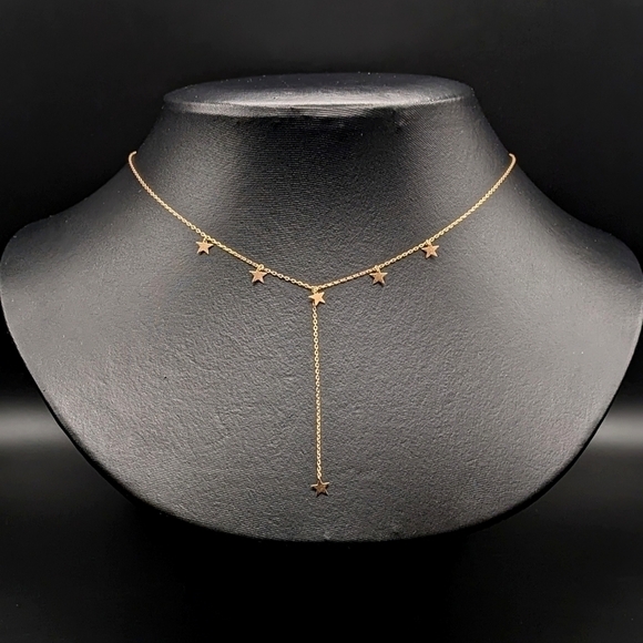 ROSE Gold toned Star Necklace with Dangle Charms - Picture 2 of 7